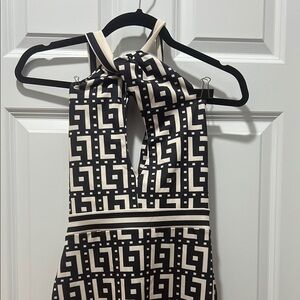 New never worn Elegant Black and cream  Midi Dress